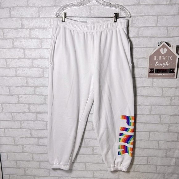 PINK Victoria's Secret Pants - Pink Victoria’s Secret white spellout sweatpants size large